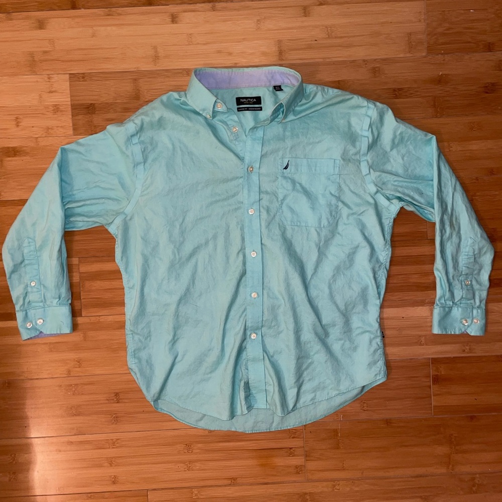 Nautica Teal  Button Up - Size Medium